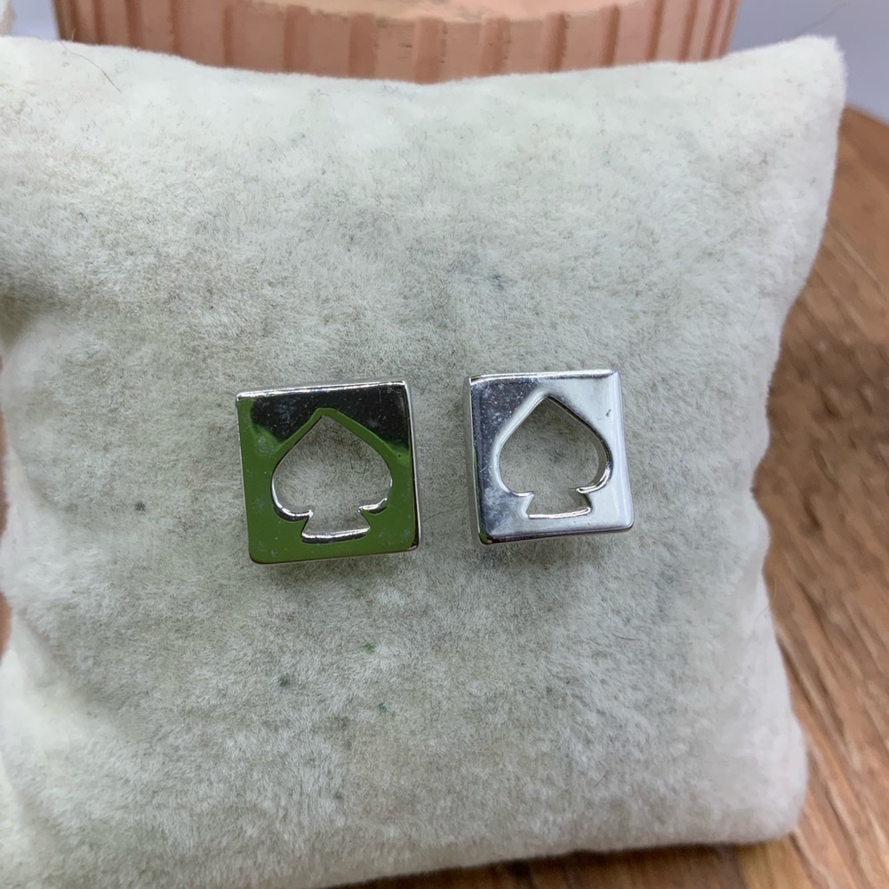 Kate Spade Silver Tone Spade Heart Stud Earrings